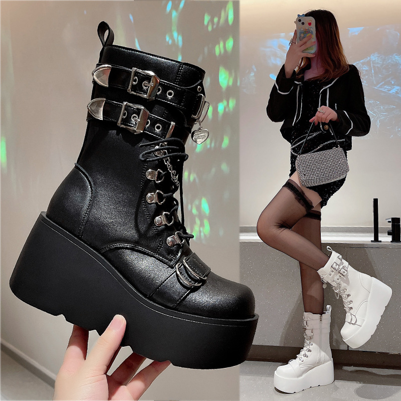 Punk Style Women's Boots Brand - Pipe Bending Spring recension och pris